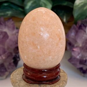 Orange Calcite Egg Sacral Chakra Stone Crystal Healing Carving W Stand 2" 50MM
